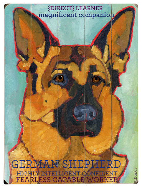 German Shepherd Planked Wood Wall Decor By Ursula Dodge 12 X16