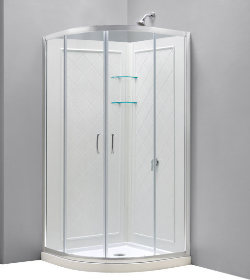 Dreamline Dl615401Cl Chrome Prime Frameless Sliding Shower Enclosure, White Contemporary