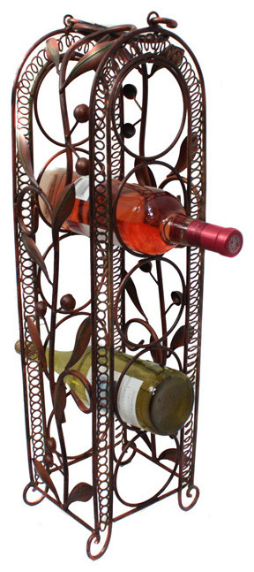 Casa Cortes Handcrafted 5-Bottle Metal Wine Holder Rack Barware - Rusted Red