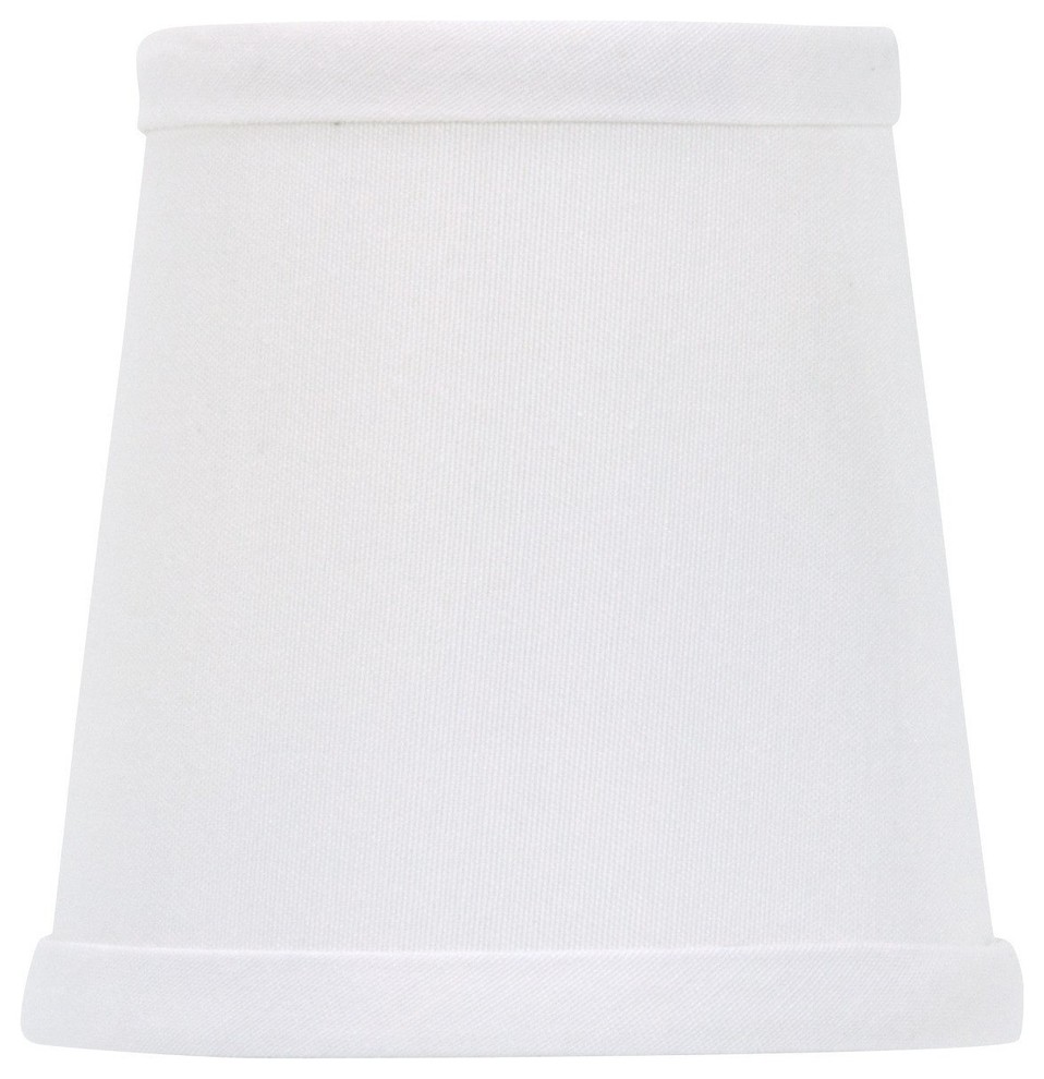 White Drum Chandelier Lamp Shades 4" Clips Onto Bulb, Set of 2 Transitional Lamp Shades by