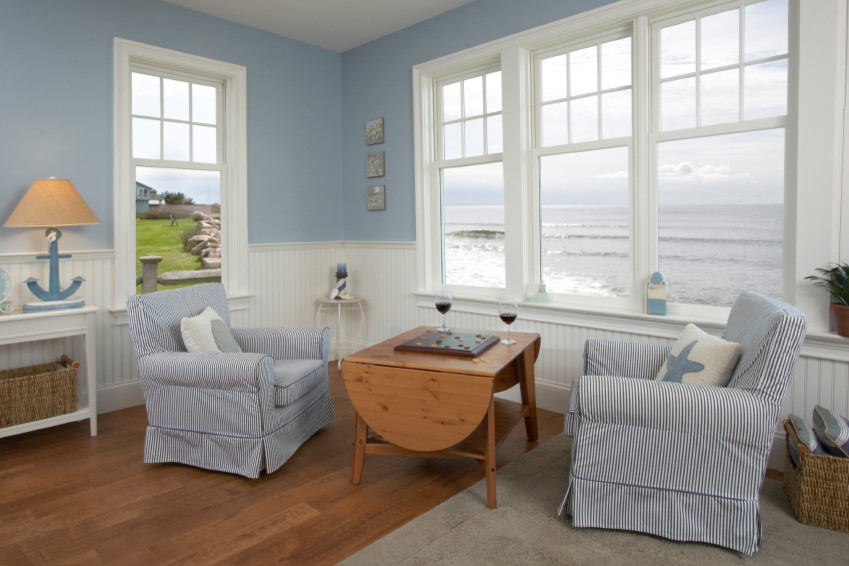 Design ideas for a beach style living room in Santa Barbara.
