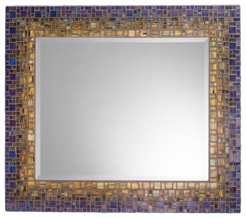 Mosaic Mirror - Blue & Green (Handmade), 24" X 18", Horizontal