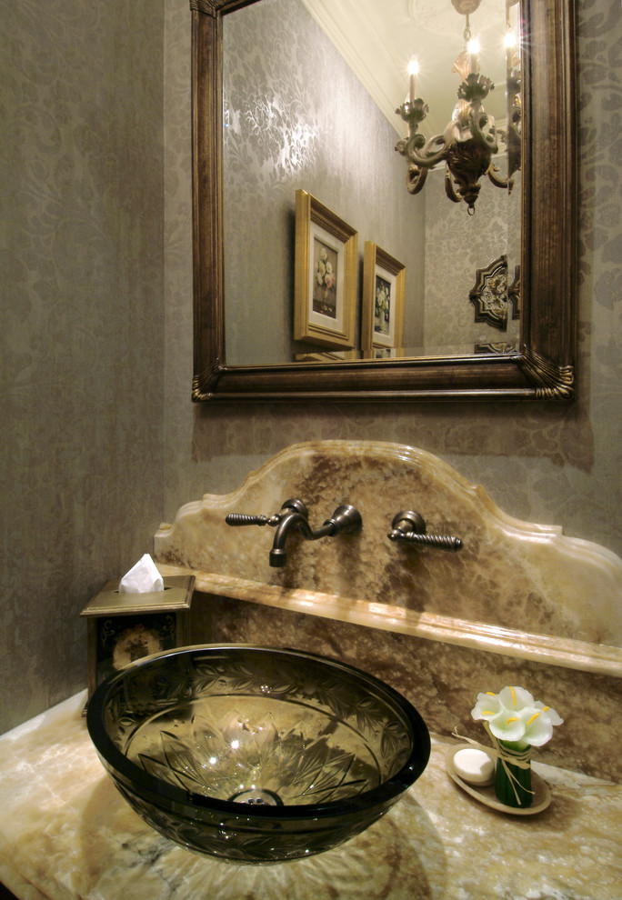 Eclectic powder room in New York.