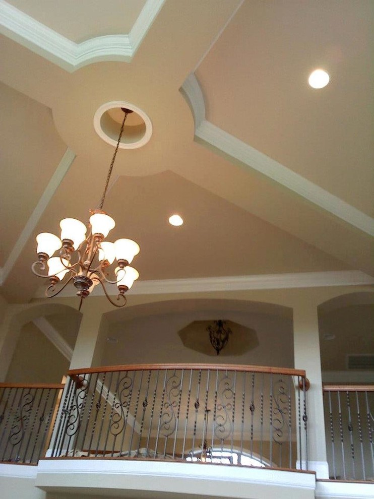 Inspiration for a mid-sized transitional staircase remodel in Charlotte