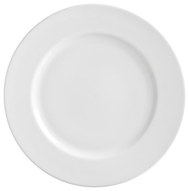 11" Royal White Dinner Plates, Set of 6 Contemporary Dinner Plates