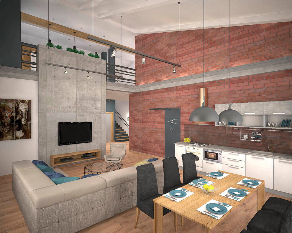 Гостиная в стиле лофт