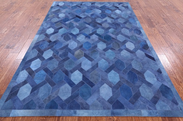 Cowhide Hand Stitched Overdyed Area Rug 6' X 9' - Q2667, 6' 0