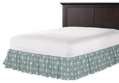 Aqua Moroccan Mosaic Ruffle Bed Skirt