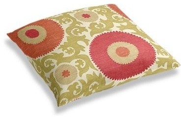 Giant Suzani Custom Floor Pillow, Coral and Green