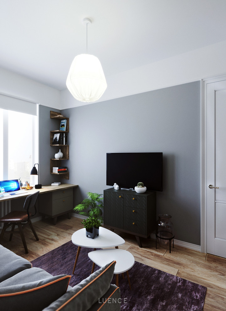 Дизайн-проект гостиной-спальни в скандинавском стиле.