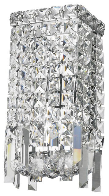 2-Light Chrome Finish W 6" H 12" Apollo Crystal Wall Sconce Light Square Shape 