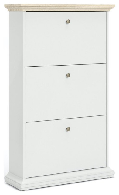 Tvilum Sonoma 3 Drawer Shoe Cabinet In White And Oak Transitional Shoe Storage By Homesquare