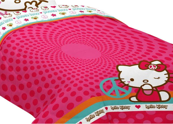 Sanrio Hello Kitty Full Bed Comforter Peace Sign Bedding