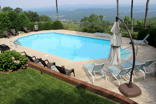 Pool - transitional backyard concrete paver and custom-shaped natural pool idea