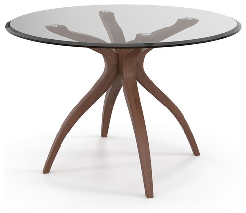 Aeon Furniture Quincy Dining Table In Walnut And Clear Finish AE1328-Glass