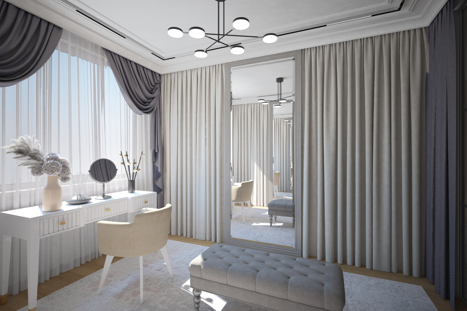 Гардеробная. Квартира в многоэтажном доме 160м2. 2 Варианта.