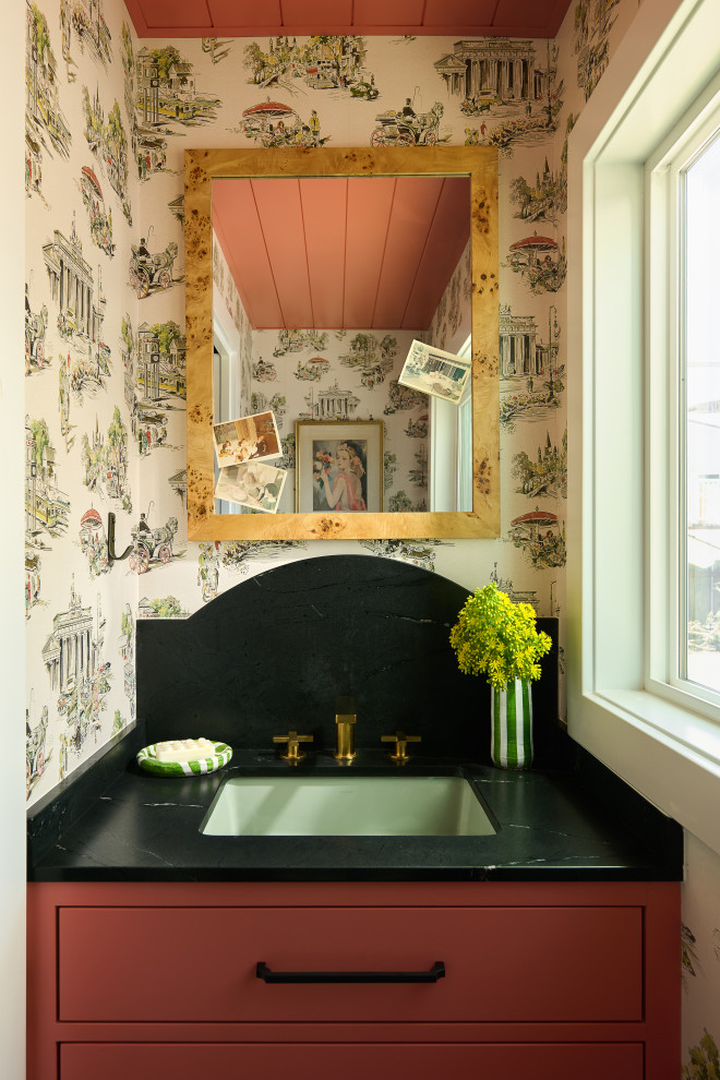 1970s wallpaper hour - Transitional - Powder Room - San Diego - by ...
