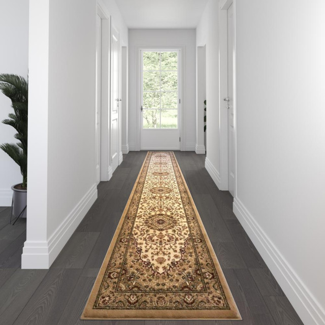 Mersin Collection Persian Style 3' x 15' Ivory Area Rug - Olefin Rug ...