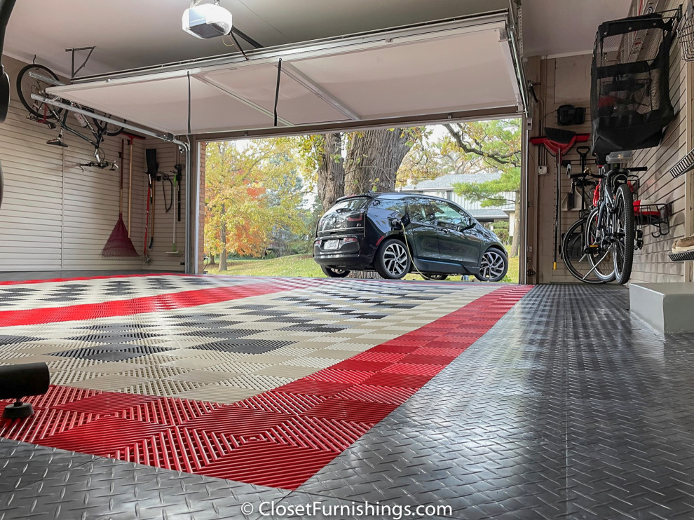 Idee per un grande garage per due auto connesso minimal