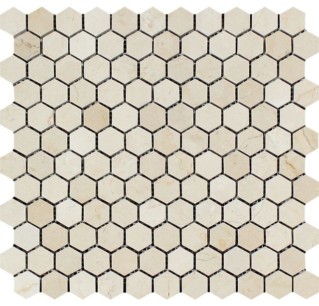 Crema Marfil Mediterranean Marble Hexagon Mosaic, 1 X 1 Polished