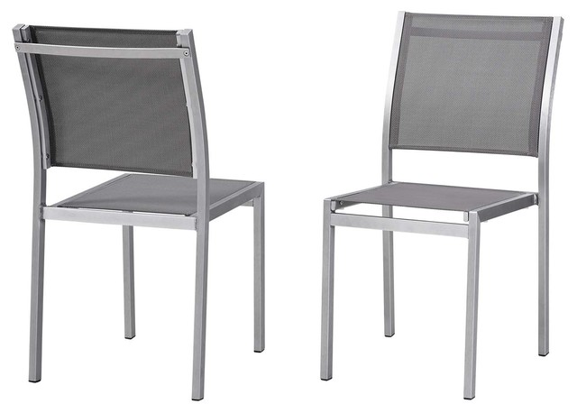 Modern Outdoor Side Dining Chair Set, White Modern Outdoor Dining Chairs