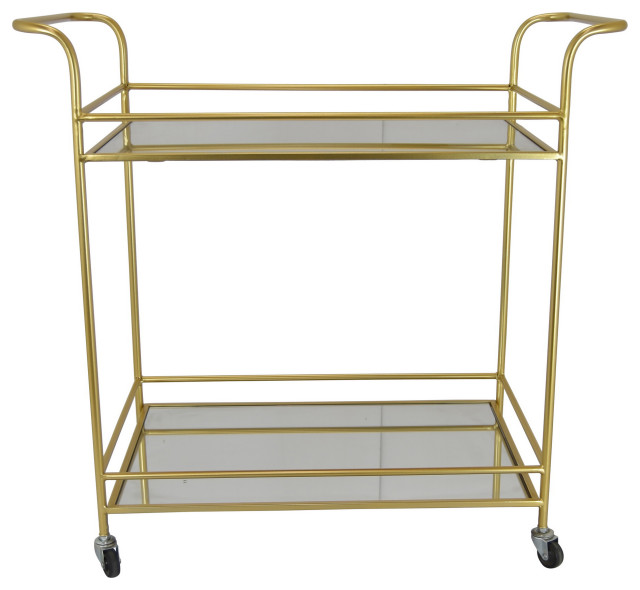 Plutus Modern Metal Mirrored Plant Stand, Gold Contemporary Plant