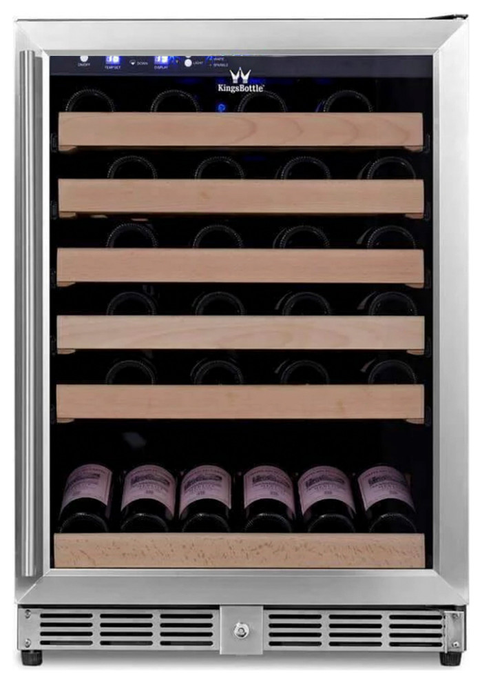 24 Wide 46 Bottles Undercounter Wine Fridge With Borderless Glass Black Door Modern Beer And Wine Refrigerators By Kingsbottle