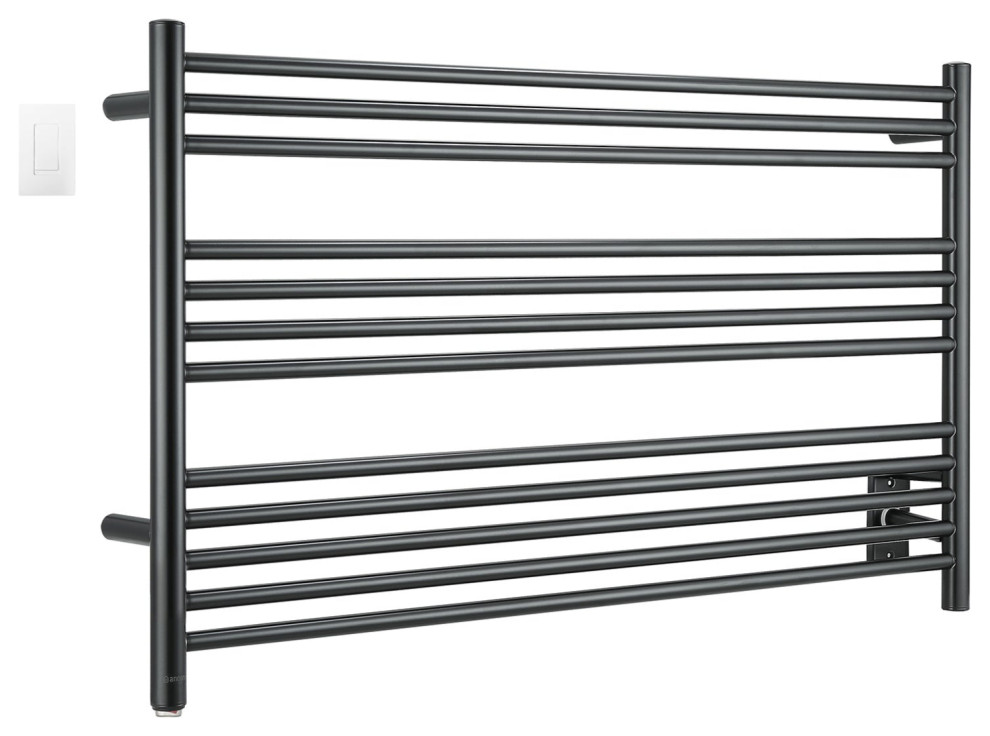 Ancona Amplia Dual 12Bar Towel Warmer, Matte Black With WiFi Timer