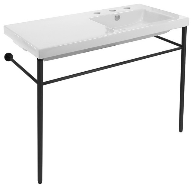 Ceramic Console Sink and Matte Black Stand - Contemporary - Bathroom ...