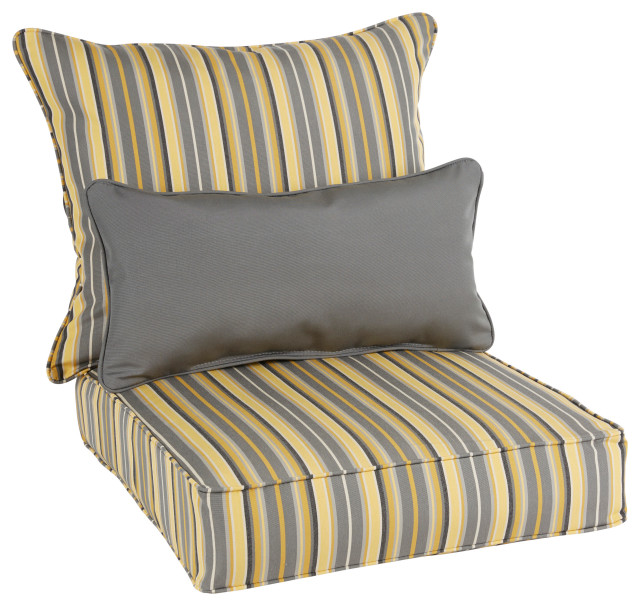 Sunbrella Foster Metallic Outdoor Corded Deep Seating Cushion Set with