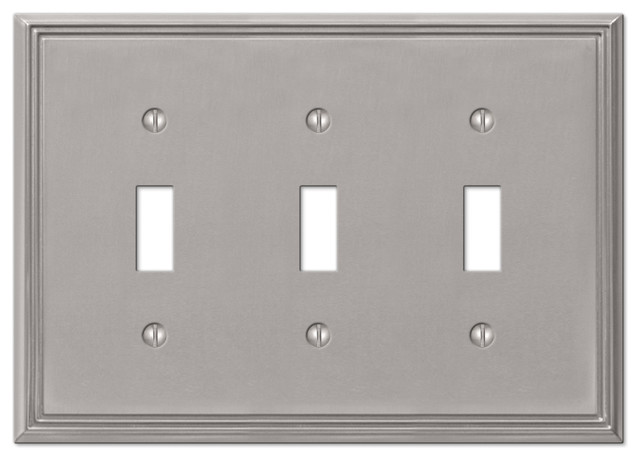 Metro Line Cast 3-Toggle Wall Plate, Brushed Nickel