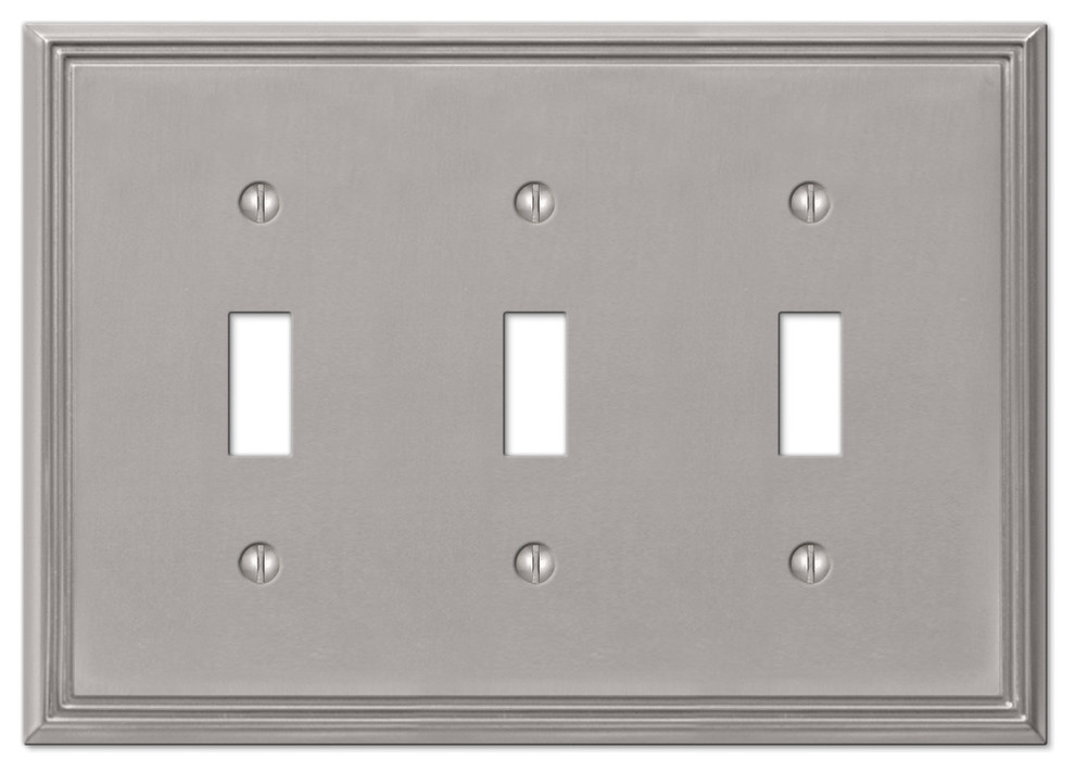 Metro Line Cast 3-Toggle Wall Plate, Brushed Nickel