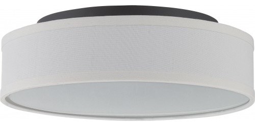 Heather Led Flush Fixture With White Linen Shade Transitional