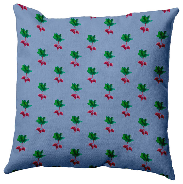 Radishes Pattern Decorative Throw Pillow, Cornflower, 26"x 26"