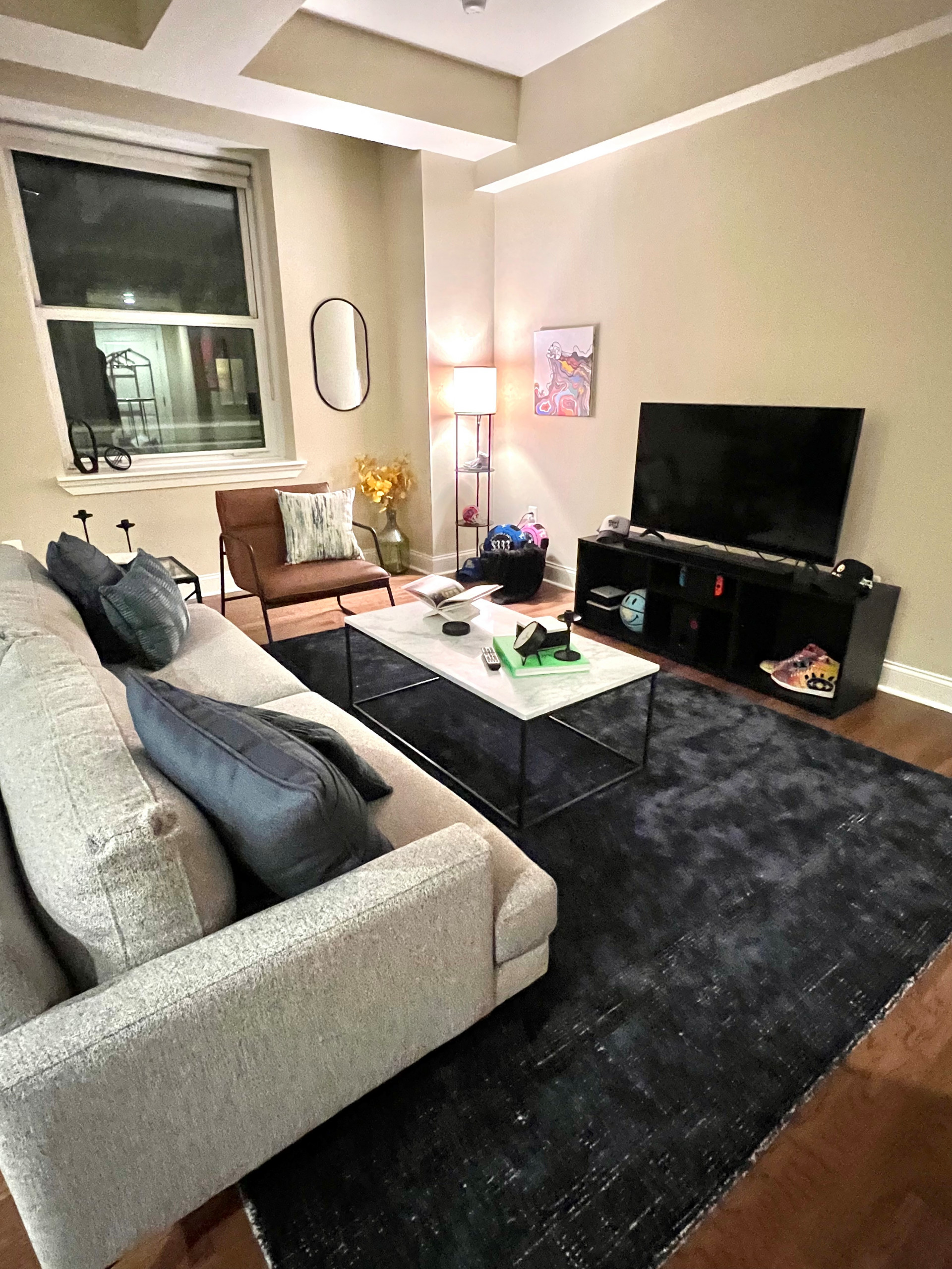 Sometimes you move into an apartment or home and just don't know where to begin.  FUNCY DECOR can help!  A young professional client needed layout options, purchase furniture, and decor to make it fit