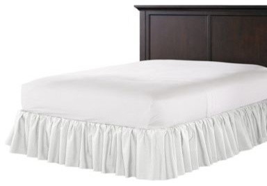 White Slubby Linen Ruffle Bed Skirt