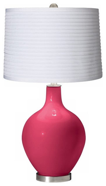 Eros Pink White Pleated Shade Ovo Table Lamp