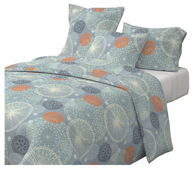 Geodesic In Slate Blue By Friztin Blue Cotton Duvet Cover