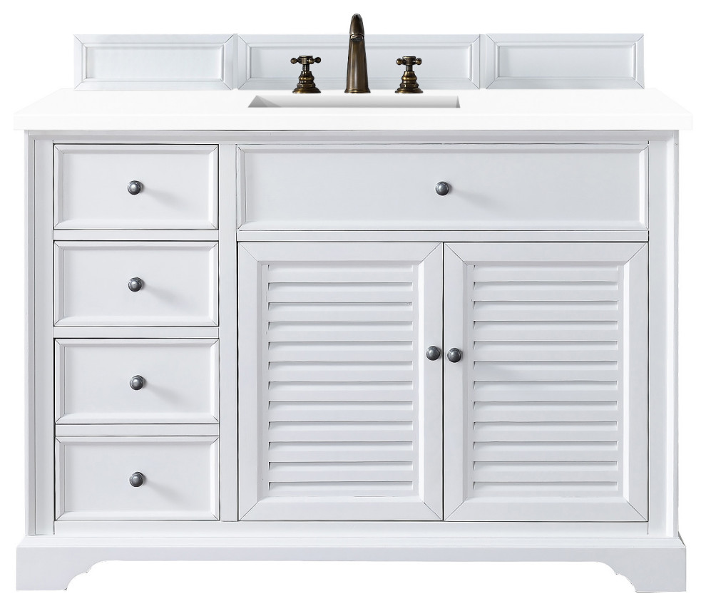 Savannah 48" Single Vanity Bright White, Classic White Quartz