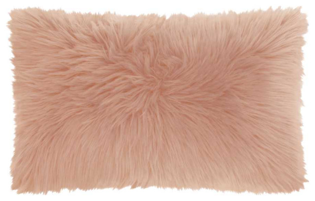 Nourison Fur Rectangle Rose Accent Pillow 798019043063