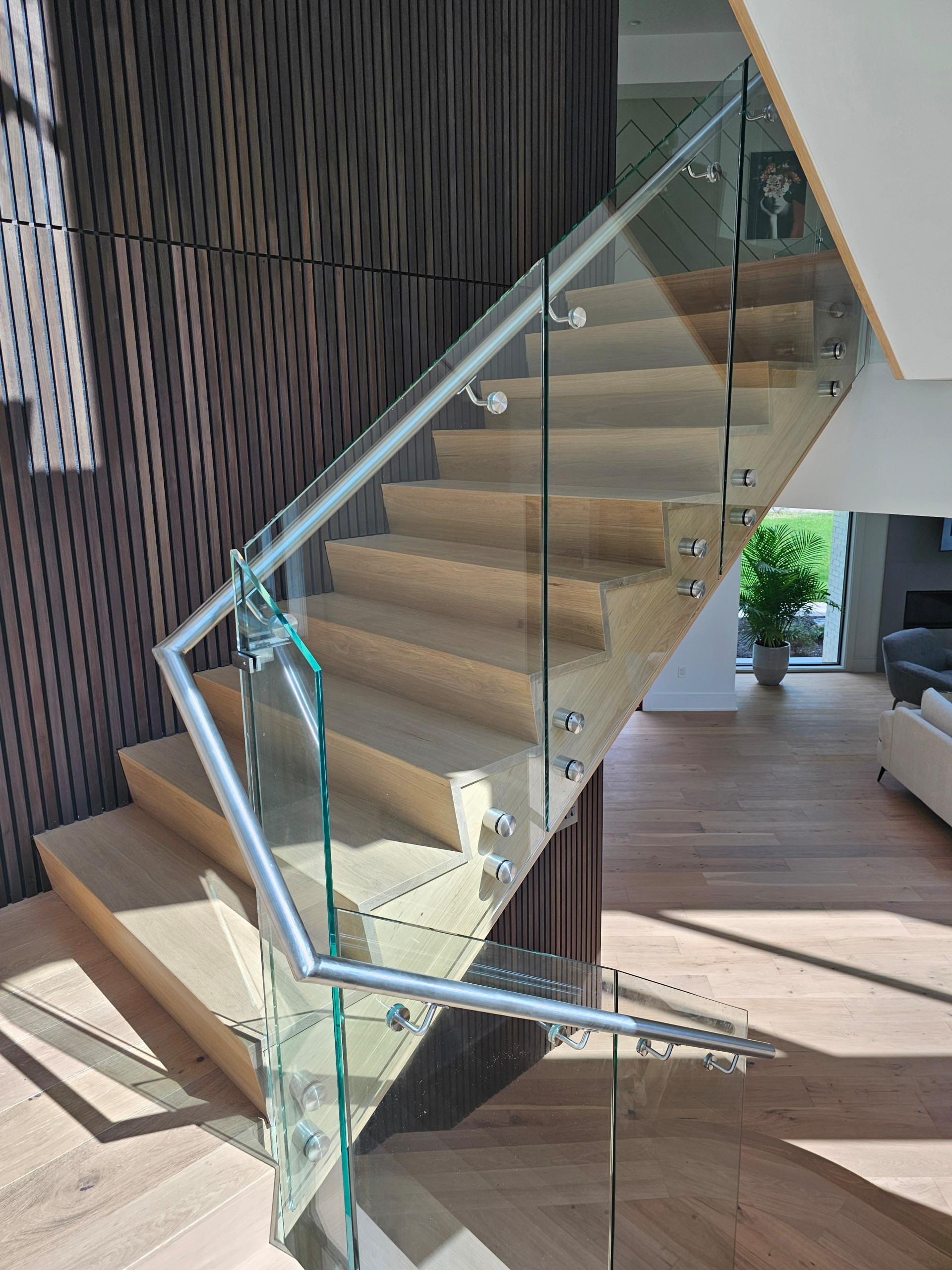 129_White Oak Slanted Riser Modern Stair, Mclean, VA 22102