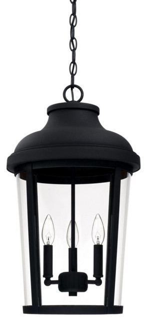 Capital-Lighting Dunbar 3-Light Outdoor Hanging Lantern 927033BK, Black