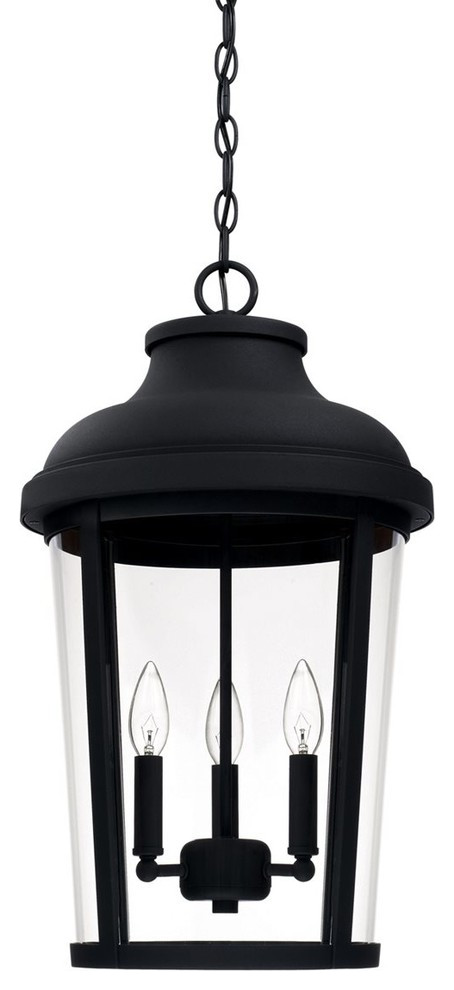 Capital-Lighting Dunbar 3-Light Outdoor Hanging Lantern 927033BK, Black
