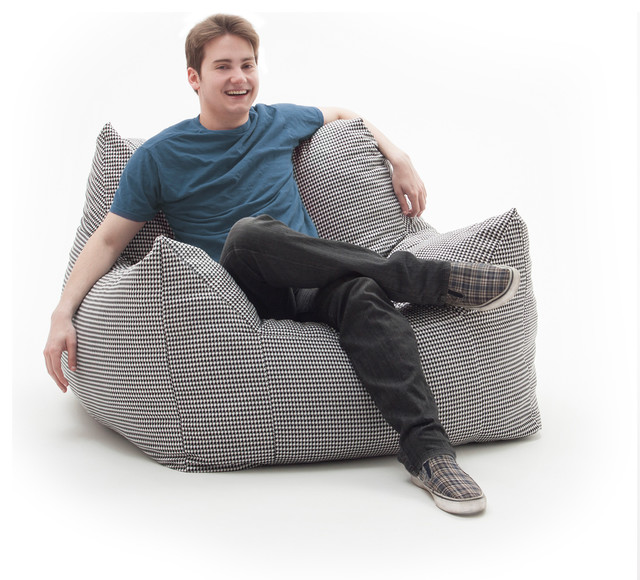 Fufsack Memory Foam Imperial Houndstooth Black And White Bean Bag Fufsack Memory Foam Imperial Houndstooth Black And White Bean Bag Lounge Chair