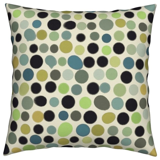 Pop Art Spots Groovy Ink Mid Century Modern Throw Pillow Contemporary