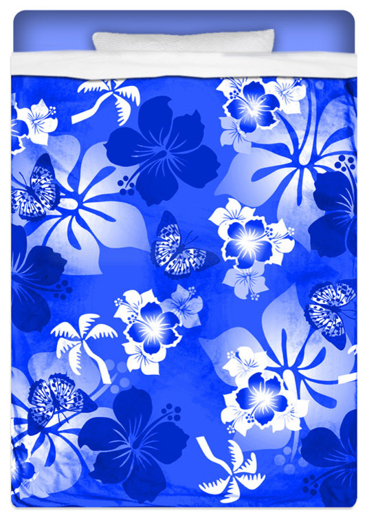 Eco Friendly Twin Size Hawaiian "Bethany Blue" Hibiscus Sheet Set