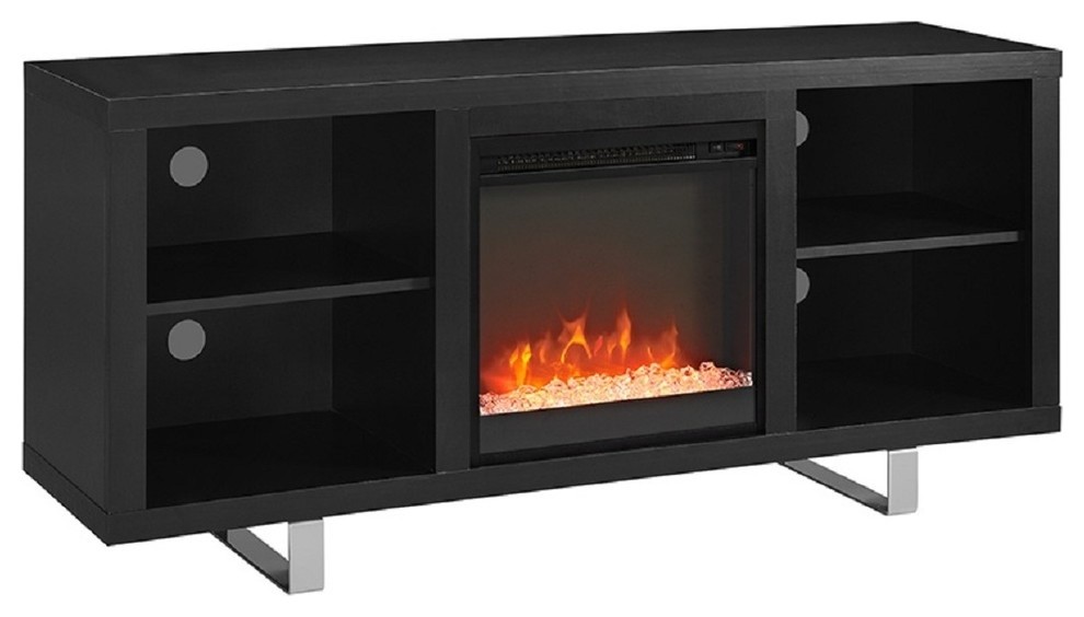 58" Simple Modern Fireplace TV Console Contemporary Entertainment