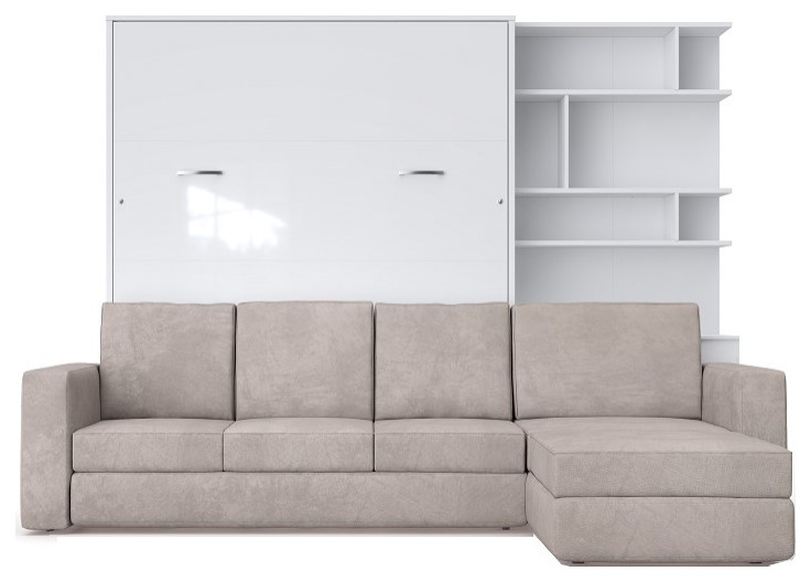 INVENTO Vertical Wall Bed with Sofa and Bookcase Transitional