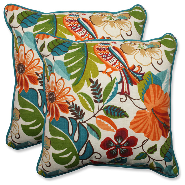 Lensing Garden 18.5" Throw Pillow, Set of 2 Tropical Outdoor