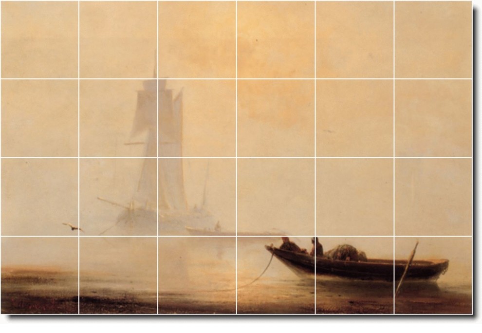 Ivan Aivazovsky Waterfront Painting Ceramic Tile Mural #233, 25.5"x17"